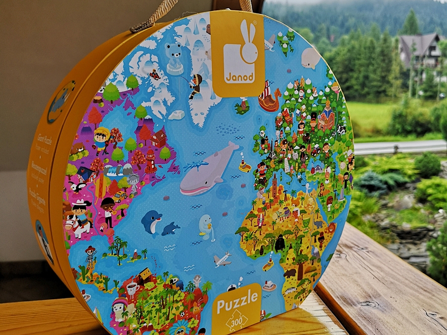 Puzzle w walizce Mapa Świata 300 elementów — Janod recenzja